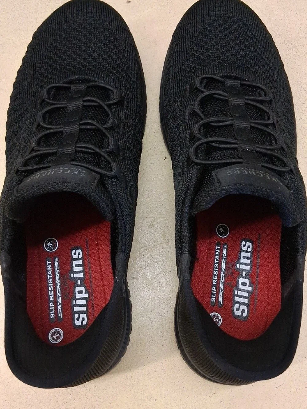Skechers Work Slip Resistant Women's Black Knit Slip-On Athletic Sneakers